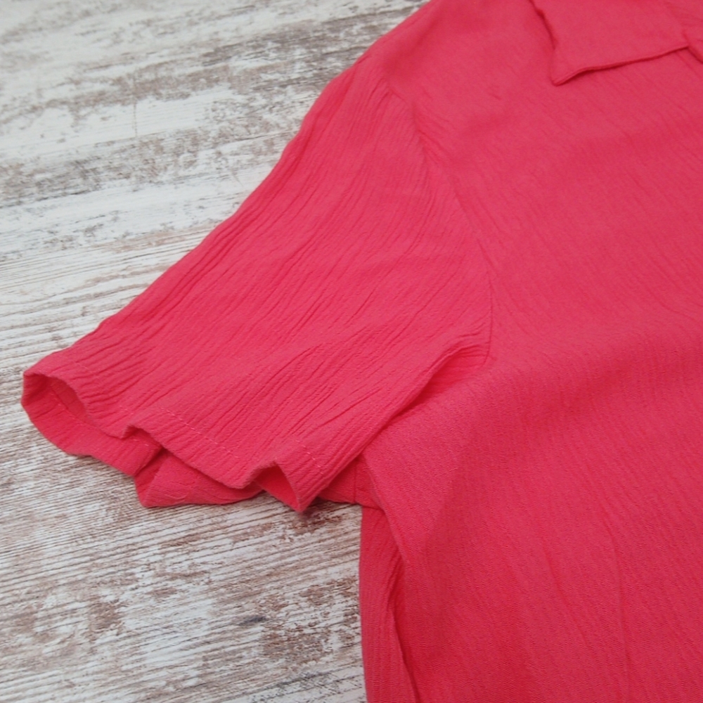 Essentials Jpr Coral Pink Button Down Blouse Top - image 3